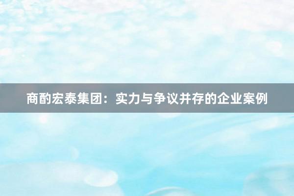 商酌宏泰集团：实力与争议并存的企业案例